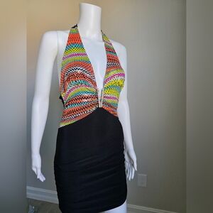 FD Multicolor Zigzag Halter Dress